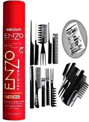 mkldsrh 10 pcs pro salon hair cut styling hairdressing barber combs brush set with enzo hair setting holding hair spray for hair styling