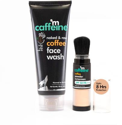 mCaffeine Coffee Cleanse & Protect SPF 50+++ Routine with Face Wash & Powder Sunscreen