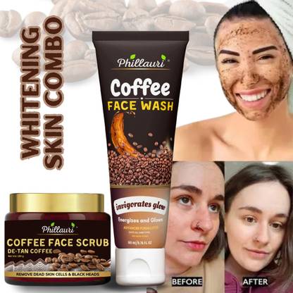 Phillauri Coffee Face Wash And Scrub for Reduce Dark Spots and Brighter Skin for All Typ of Skin Care Combo (60 Ml + 100 G)