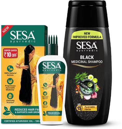 SESA Ayurvedic Hair Growth Oil 100ml + Anti Hair-Fall Shampoo 200ml (Combo Pack of 2)