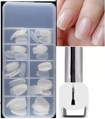 Emijun Reusable Artificial Fake Nail & Transaperent Nail Paint Set
