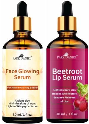 PARK DANIEL Face Glowing Serum & Beetroot Lip Serum (Inhance Pinkness of Lips) - Combo Pack (Each, 30ml)