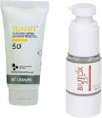 BIUMARK Biutox 25+ Serum for Skin Brightening 15GM & SUNVIT Sunscreen Lotion SPF 50 PA+++ 60ML