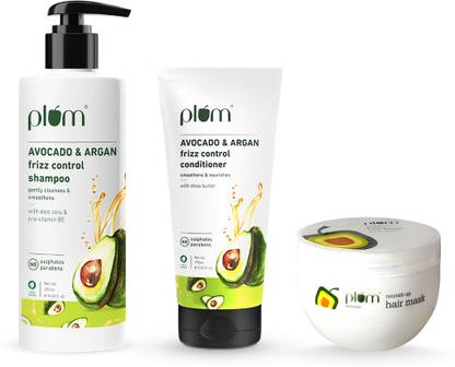 Plum Avocado & Argan Smoothing Regime | Shampoo, Conditioner, Hair Mask | For curly, wavy, frizzy hair