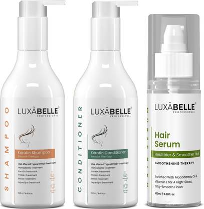 LUXABELLE Keratin Smooth Daily Shampoo & Keratin Smooth Daily Conditioner & Hair Serum|Suitable
