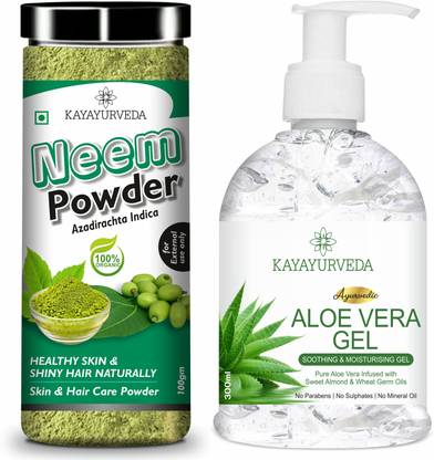 KAYAYURVEDA Natural Aloe Vera Gel and Neem Powder for Depigmentation
