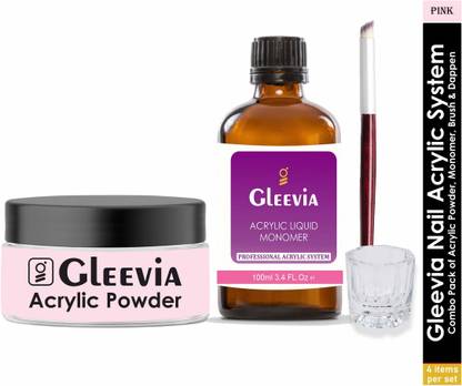 Gleevia Nail Acrylic Powder Pink | Nail Acrylic Kit for Crystal Tip Building Combo Pack