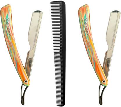 Xester Men's Shaving Kit -Folding Razor With Hair Cutting Comb For Men (3 Items in the set)