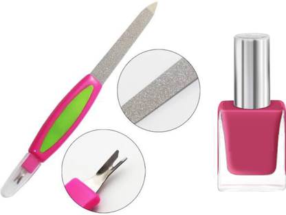 KA-KAIASHA 1 NAIL FILER AND SHAPE,1 PINK NAIL POLISH FOR BEAUTY NAIL MAKE UP COMBO
