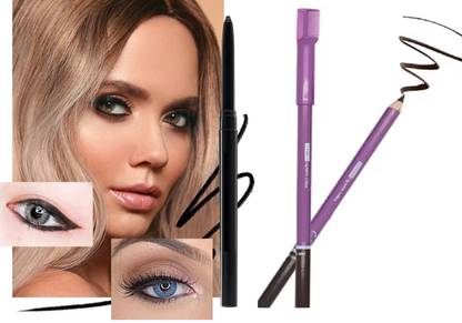DYSOKAYO WATERPROOF Darkest Black KAJAL PENCIL WITH COMB EYEBROW PANCIL