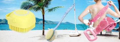 BZILO COMBO Silicone Body Scrubber Belt, TWO IN ONE LOOFAH BRUSH AND Body ScrubberFL95