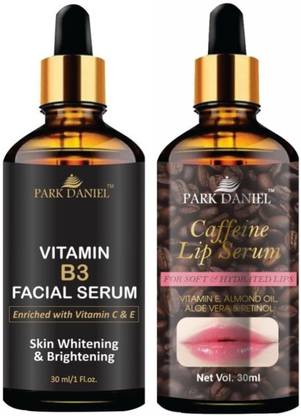 PARK DANIEL Vitamin B Facial Serum & Caffeine Lip Serum (for Soft & Hydrated Lips) - Combo Pack (Each, 30ml)