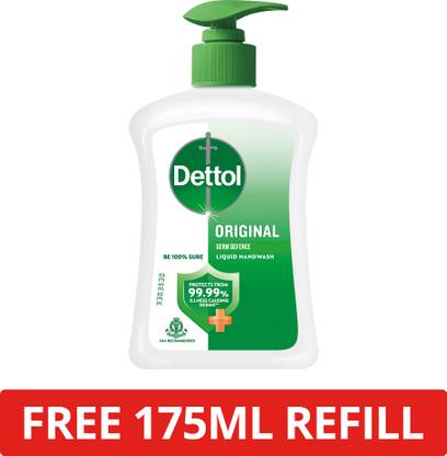 Dettol Original Liquid Hand wash pump 200ml Hand Wash Bottle + Refill