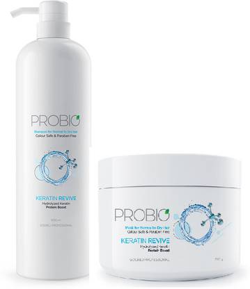 Godrej Professional Probio Keratin Revive Shampoo,1000ml and Mask,500g|Hydrolyzed Keratin|Protein Boost