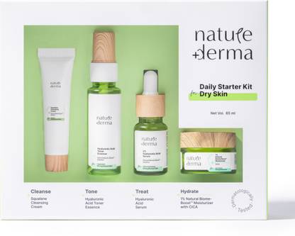 नेचर डर्मा Daily Routine Starter Kit For Dry Skin - Nourished, Strengthened skin with Natural Biome-BoostTM