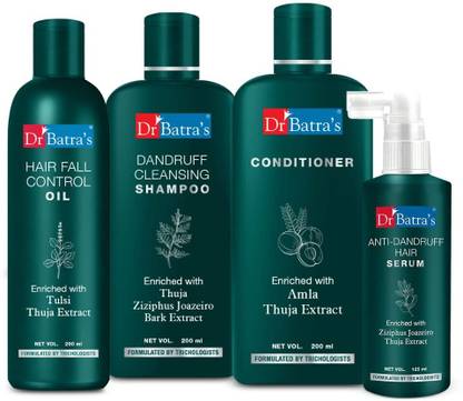 Dr Batra's Anti Dandruff Hair Serum, Conditioner - 200 ml, Hair Fall Control Oil- 200 ml and Dandruff Cleansing Shampoo - 200 ml