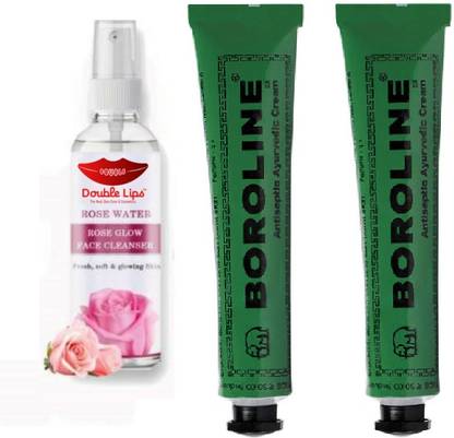 BOROLINE Antiseptic Ayurvedic Cream Pack of 2 + Rose Water 120 ml