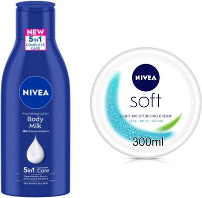 NIVEA Body milk 200ml and Soft cream 300ml