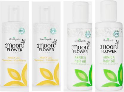 MEDISYNTH Moon Flower Pure Arnica 2in1 Shampoo+Conditioner & Pure Arnica Hair Oil Combo