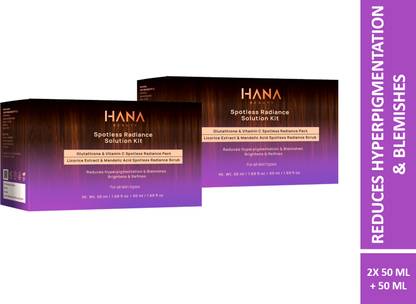 Hana Beauty Spotless Radiance Solution Kit | Pack & Scrub Combo | Reduce Spots | Bright Glow (Pack of 2)