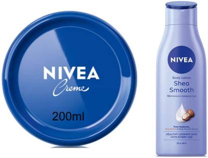 NIVEA Shea Smooth Lotion 200ml & Cream 200ml (Pack of 2)