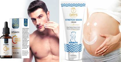 7 Days Vitamin C-Advance Face Serum 30Ml And Stretch Marks Remover Cream 100Gm