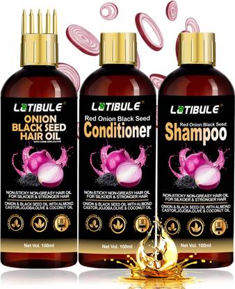 Latibule Onion Hair Care Kit With Onion Black Seed Hair Oil + Conditioner + Shampoo And Damage Control Properties Combo Kit
