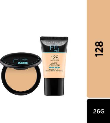 MAYBELLINE NEW YORK Fit Me Tube Foundation 128 + Compact Powder 128, 26 g (Pack of 2)