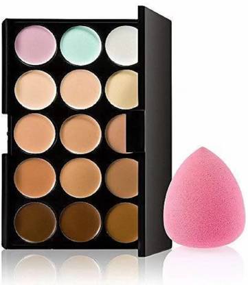 SUBHMUN 15 Shades Color Contour Palette With Makeup Blender Concealer