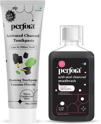 Perfora Activated Charcoal Toothpaste & Mouthwash Combo | SLS & Alcohol Free