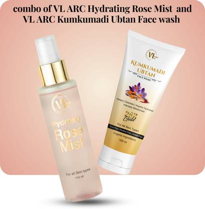 VLARC Combo of Kumkumadi Hydrating Rose Mist & Ubtan Face wash For Instant Brightening