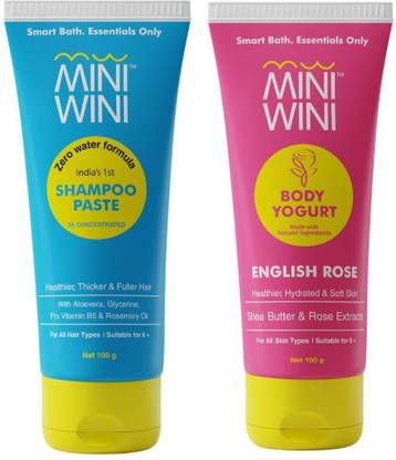 MINIWINI Shampoo Paste 100g + English Rose Body Yogurt 100g | Sulfate & Paraben Free |