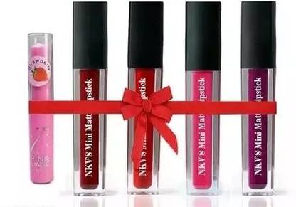 GMG Mini Matte Liquid Lipstick Multicolored 4pc with Lip Balm Free gift
