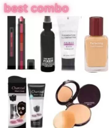 swenky BEST COMBO OF FIXER PRIMER COMPACT FOUNDATION 5IN1 LIPSTICK & CHARCOAL MASK