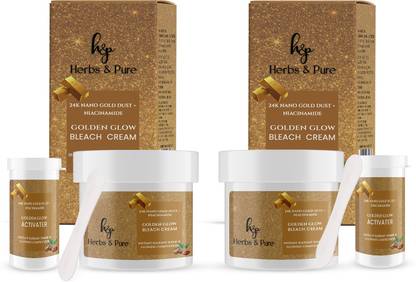Herbs and Pure Skincare Combo of 2- 24K Gold & Niacinamide Bleach Cream for Golden Glow Radiance 86 g