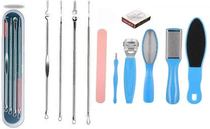 ghorela g 1 Blackhead Remover Tool Set + 8in1 Pedicure Set (Pack of 2)