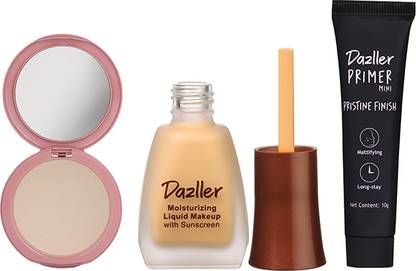 Dazller Face Makeup Essentials - Bamboo - Foundation,12ml + Compact,9g + Primer,10g
