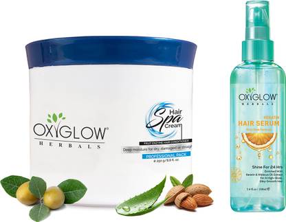 OXYGLOW Set of Hair Straightener 200g & Keratin Hair Serum 100g Combo