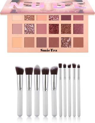 SMIETRZ edition eye-shadow palette with 10pc soft makeup brushes White