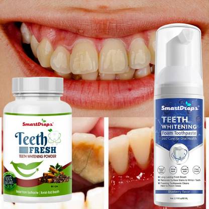 smartdrops Teeth Whitening Foam To Remove Yellow Stains, Tobacco Stain, Tartar Teeth Whitening Kit