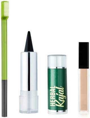 SEUNG PROFESSSIONAL BLACK KAJAL WITH LIQUID CONCEALER & GREEN EYEBROW PENCIL COMBO