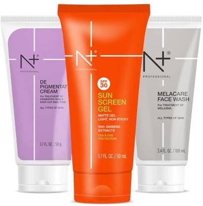 N PLUS PROFESSIONAL Melasma Home Care Combo ( Melacare facewash + De-Pigmentation Cream + SPF 30 Lotion )