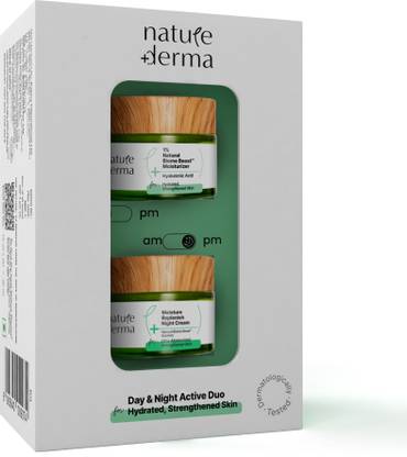 Nature Derma Day & Night Active Duo with Natural Biome-Boost™ | Reduces Dullness, Fine Lines & Wrinkles| Moisturizer Combo Kit