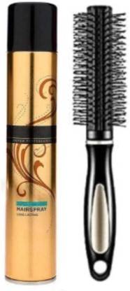 mkldsrh roller round comb with gold hair spray for hair styling