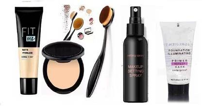 prikcy Makeup Foundation, Compact Powder, Makeup Fixer Combo Pack