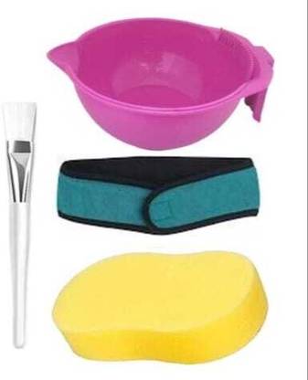 mkldsrh Face Pack Brush Face Cleaning Sponge with hair dye Bowl, Facial Head Band