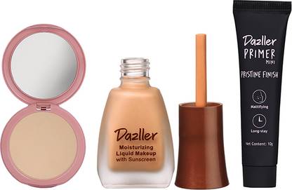 Dazller Face Makeup Essentials - Brulee - Foundation,12ml + Compact,9g + Primer,10g