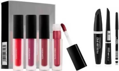 SHEFFO 3in1 Eyeliner, Mascara, Eyebrow Pencil, Red Edition Set of 4 Matte Lipstick