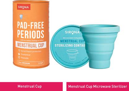 SIRONA Foldable Menstrual Cup Sterilizing Container & Reusable Menstrual Cup - Medium