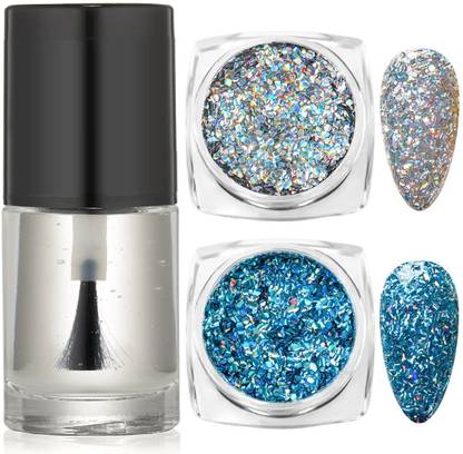 MYEONG glitter eyeshadow powder & Transparent Nail paint